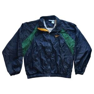 Vintage Reebok Full Zip Colorblock Logo Windbreaker Jacket Navy Blue Men’s Large